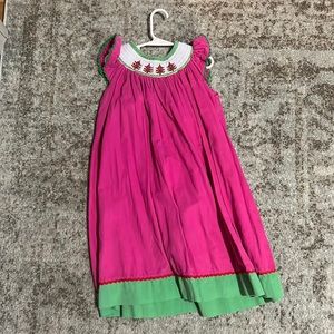 Pink Christmas Smock Dress